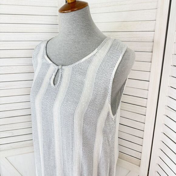 Natural Impressions Striped Muslin Swim Cover Maxi Dress White Medium - Picture 5 of 11